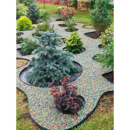 Garden plastic curb, 38 mm, black, 10 m + 30 stakes, "mango-11