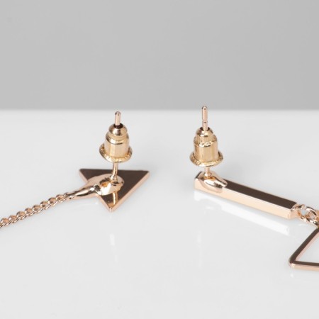 Hanging earrings "Geometry" Triangles, color gold, 7.5 cm-1
