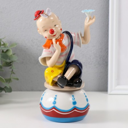 Souvenir Ceramics musical "Clown with butterfly and flower, sits on a cup" 9.5x10x18 cm