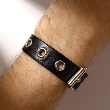Bracelet Unisex "Hardcore" Sneaking strap, black color in silver-5