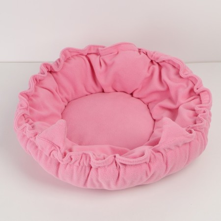 Animal bed lying on a screed with ears, pink color 30-50 cm-1