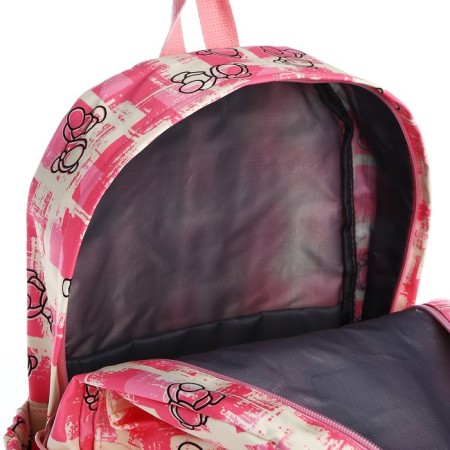 School backpack of textiles on lightning, 3 pockets, pink color-5