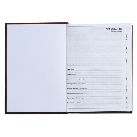 The diary half -dated for 4 years A5, 192 leaf "Bordeaux leather", silk, hard cover-3