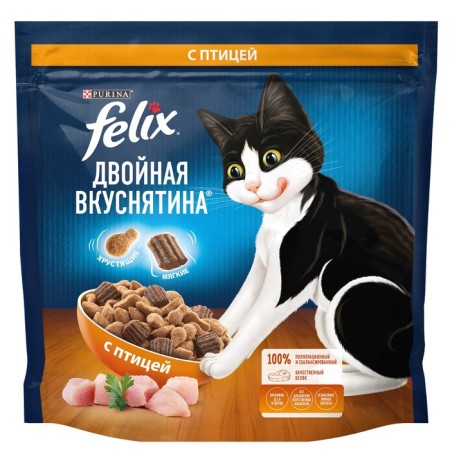 Dry food Felix "Double Yummy", for cats, bird, 1.3 kg