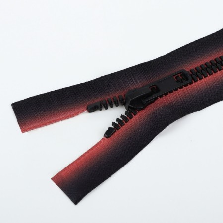 Lightning "Tractor", No. 5, detachable, automatic lock, 60 cm, red/black color-1