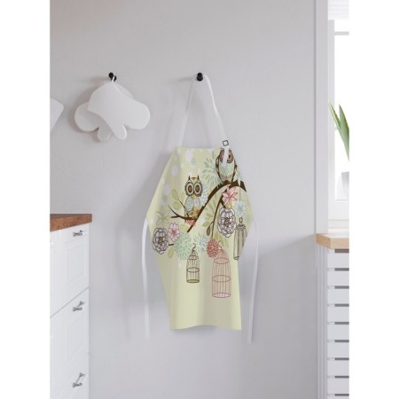 Apron kitchen with a photo print "Frightened Owls", adjustable, size OS-1