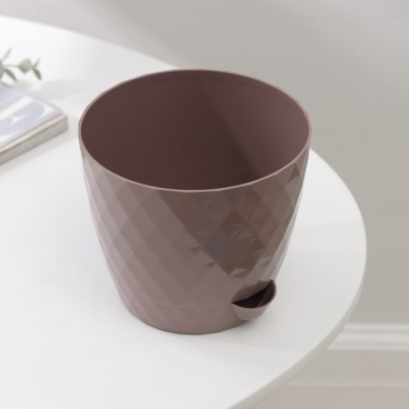 Pot for flowers with basal watering "Rumba", 1 l, brown color-3