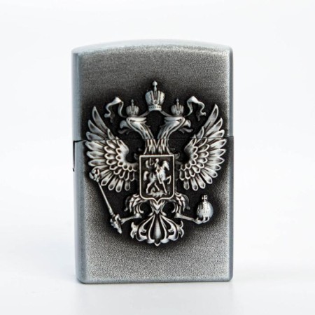 Gas lighter "Emblem of Russia", 3.5 x 5.5 x1.2 cm, silver-3