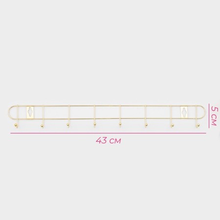 Hang -up hanger "Light", 10 hooks, 43 × 5 × 3 cm, golden-2