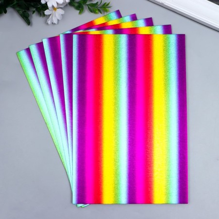 Foamiran metallized "Rainbow strips" 2 mm format A4 set 5 sheets-2