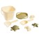 Set for playing the sand, 8 objects: scoop, robberies, sieve, bucket, 4 soft molds