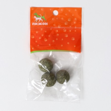 A set of balls for cats from cat mint 3 cm-3