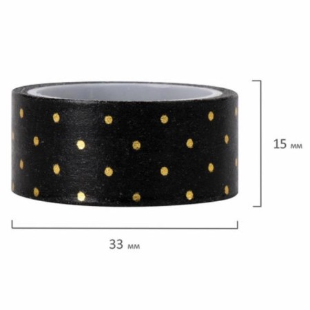 Adhesive Washi tanks with foil "black gold", 15 mm x 3 m (set 7 pcs) rice paper-4