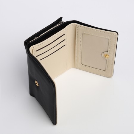 Women's wallet on the button, black color-2
