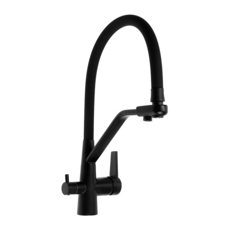 Kitchen mixer Zein Z5972, with output for drinking water, flexible spout, brass, black-3