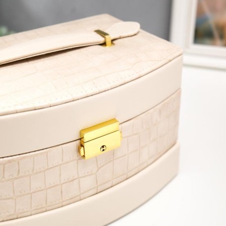 Casket to the leatherette for jewelry "Cream. Gloss and python" 13x21.5x15 cm-4