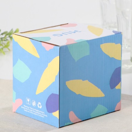 Ceramic mug "Smile", 350 ml, with a wooden lid and spoon, color and pattern mix-11