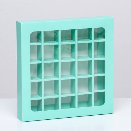 Box for sweets 25 pcs, 22 x 22 x 3.5 cm, mint