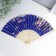 Fan bamboo, textile h = 21 cm "flowers" with a cover, blue