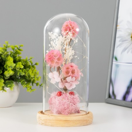 Nightlight "Pink Flowers" LED from batteries 3HAAA 11x11x22 cm Risalux-1