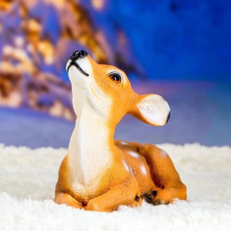Garden Figure "Lying Olenenok" from the polystone good souvenirs, 24 cm, medium, brown-1