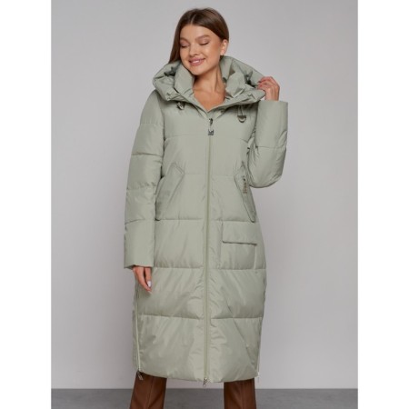 Coat insulated winter female, size 42, green color-7