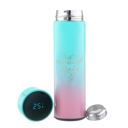 Thermos, 500 ml, Basic "Master K.", retains heat 8 hours, thermometer, pink-blue-2