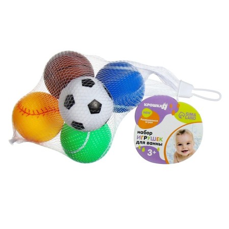 Set of rubber balls "Sport", 5 pcs., With a squeak, Kroshka I-10