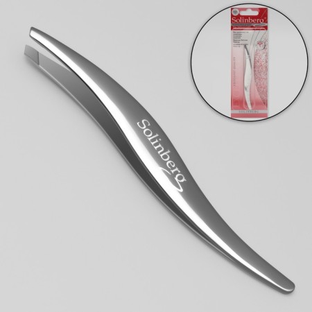 Pinzet begged, 9 cm, on a blister, silver color, 118 s/s