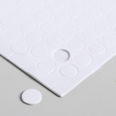Adhesive tape double -sided "round white" diameter 1 cm on a sheet 494 pcs 29.5x25 cm