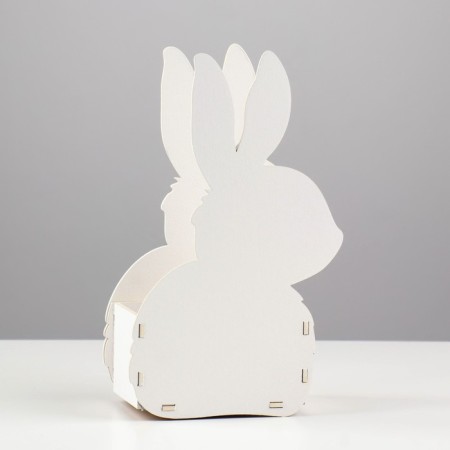 Wooden Kashpo 13x7.5x22 cm "Bunny", white-4