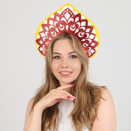 Carnival kokoshnik "Varvara-beautiful" made of felt-2