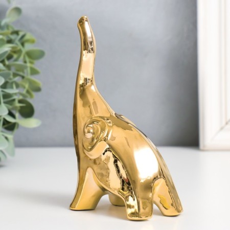 Souvenir Ceramics "Elephant - Dobrot up" Gold 8x5.3x14 cm-1