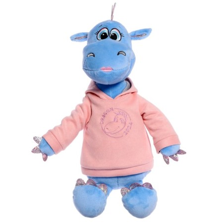 Soft toy "Dragon Daisy in a sweatshirt", 25 cm, blue color