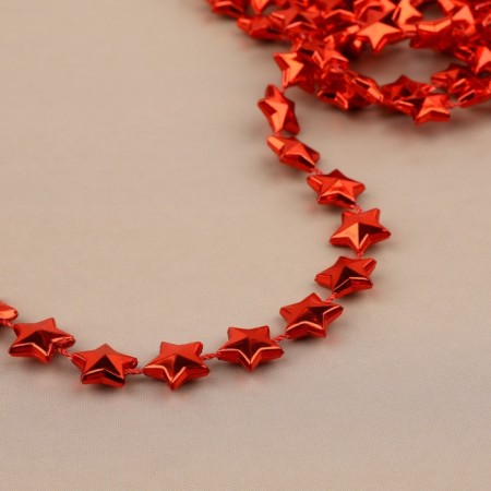 Beads on the threads "Stars", 10 mm, 2 m, red color-1