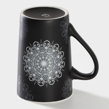 Porcelain shade mug "Mandala", 380 ml, white pattern-2