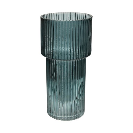 Decorative vase of embossed glass, 95 × 95 × 200 mm, blue color-3