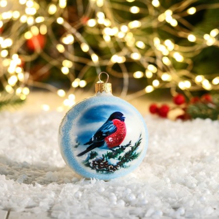 New Year's ball "Bullfire on a branch" 8 cm