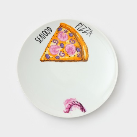 Set of porcelain “pizza”, 7 objects: 1 pc D = 30 cm, 6 pcs d = 20 cm, drawing mix-11