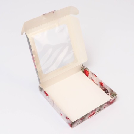 Gift box team with the window "New Year's branches", 16 x 16 x 3 cm-4