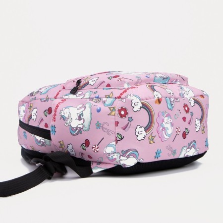 School backpack from lightning textiles, external pocket, penalty, pink color-3