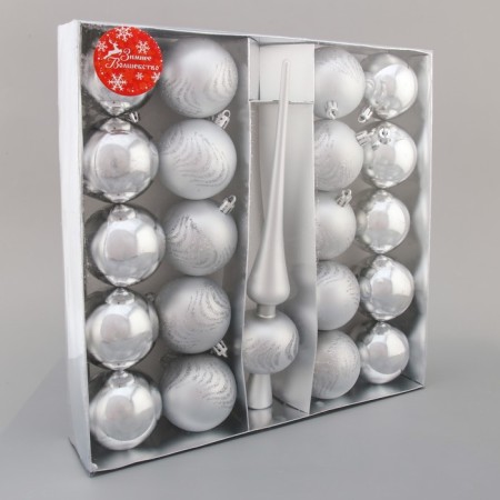 Set of balls plastic with the top of 21 pcs "bends" silver-1