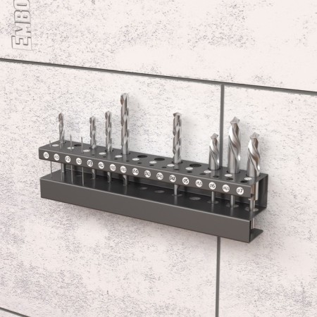 Holder for storage of drills for 29 seats, wall, galvanized steel