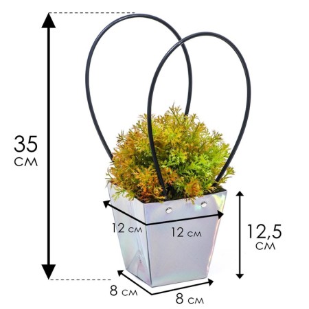Bag for flowers holographic moisture-resistant, 12x12-8x8-12.5 cm. 1 pcs