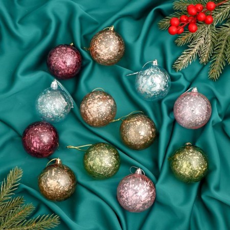 Set of balls plastic D-6 cm, 12 pcs "Jenna Transparent" mix