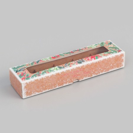 New Year. Box for 5 sweets "Happy Moments", 21x5x3.3 cm, confectionery packaging-1