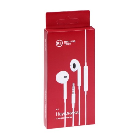 Red Line Stereo Headseet SP17, inserts, microphone, wired, 1.1 m, white-1