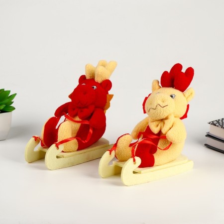Soft toy "Dragon on a sleigh" on a suspension, color mix-3