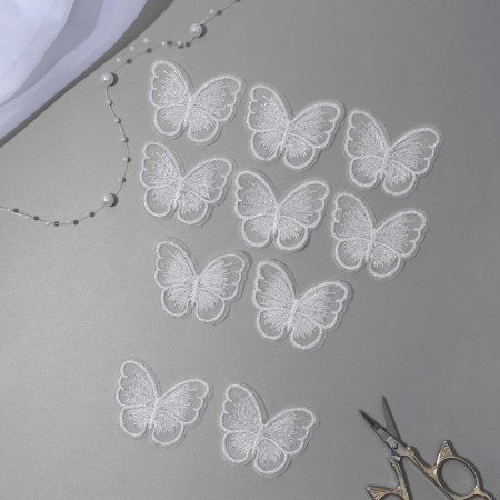 Knitted elements "Butterflies", 5.5 × 4 cm, 10 pcs, white/chameleon color-1