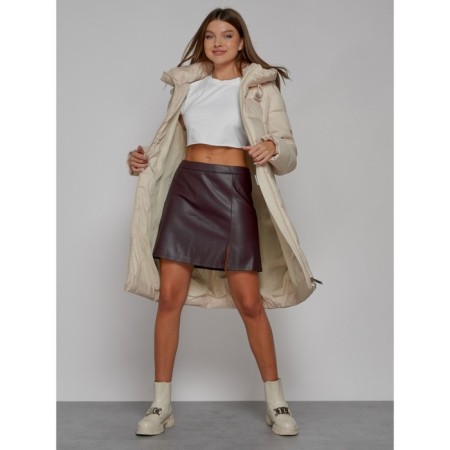 Coat insulated winter female, size 46, beige color-13